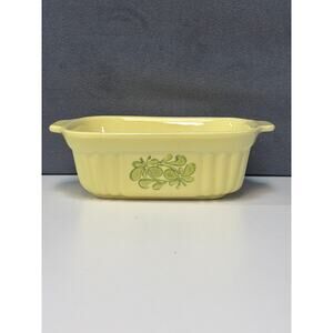 Pfaltzgraff FTDA Stoneware Loaf Pan 16 oz Ribbed Floral Dish w Handle 1983 Vtg